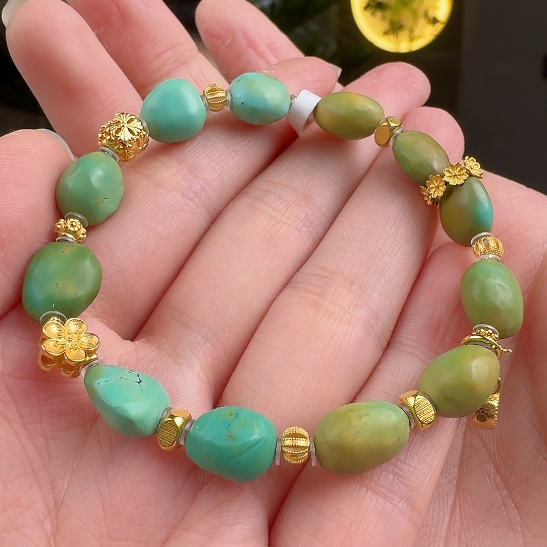 绿松石珠宝奇石18K金镶嵌