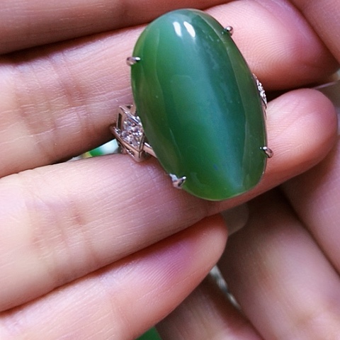 和田玉银S925镶嵌戒指