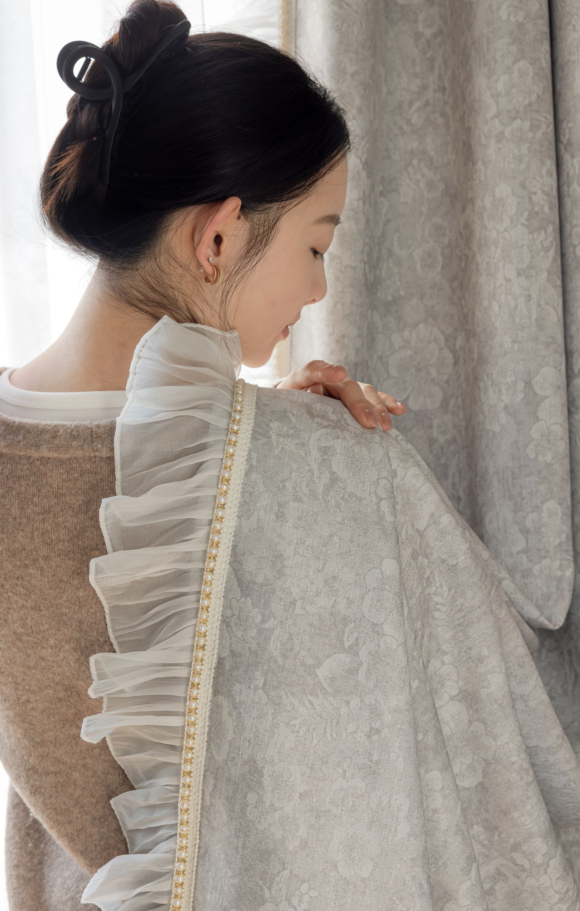 【莫奈花园】奶茶色法式中古风复古轻奢遮光客厅卧室窗帘成品N03