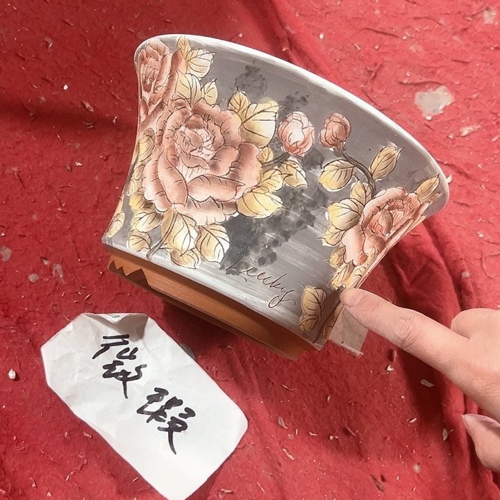 景德镇手绘花盆 满38包邮