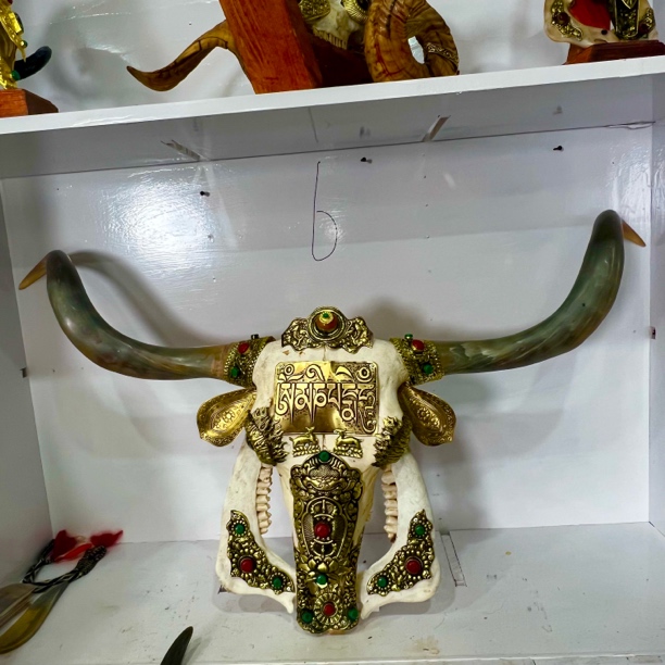 牛头骨工艺品墙挂装饰标本摆件创意家居装饰（黑）