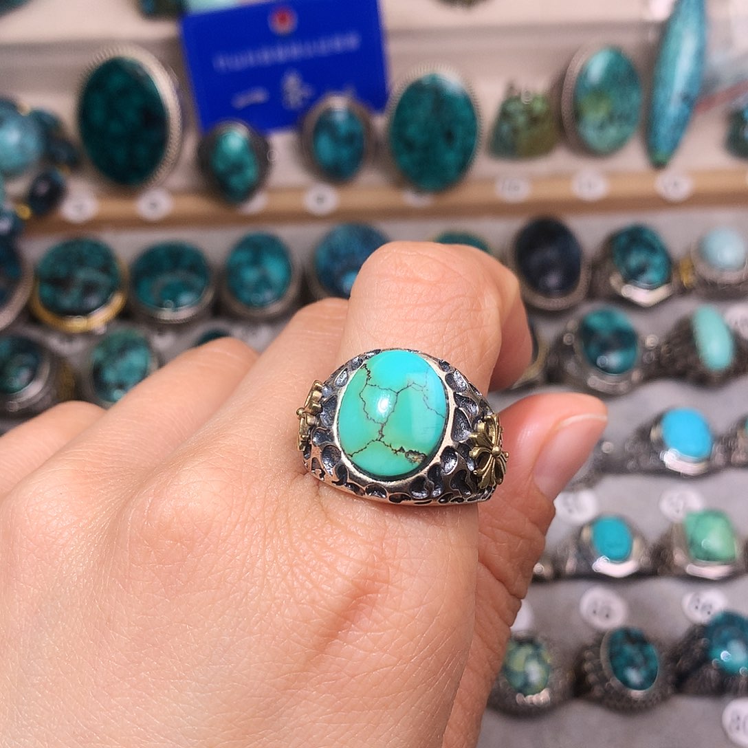 绿松石挂件银S925镶嵌