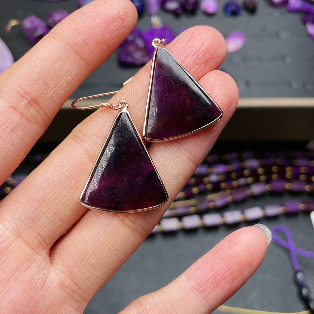 苏纪石（舒俱来）耳环银S925镶嵌缘*梦