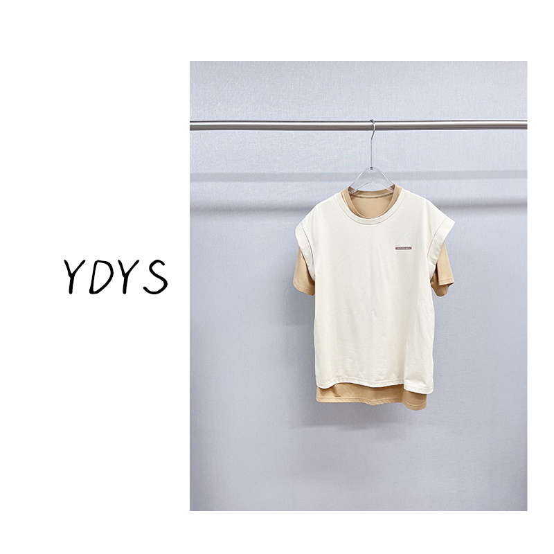 【YDYS】25K00040 2025新款时尚气质小众假两件短袖T恤叠穿设计感