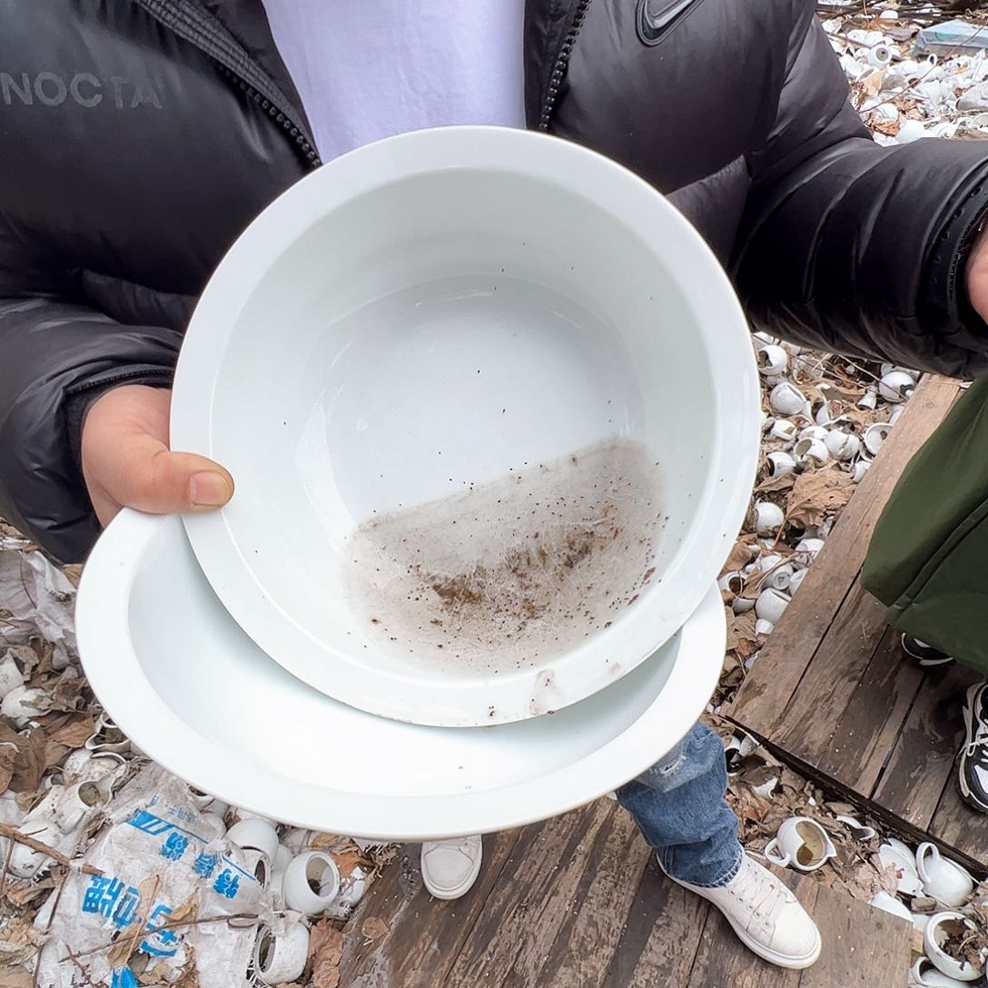 瓷景德镇高温陶瓷玉泥胎9寸汤盆2个