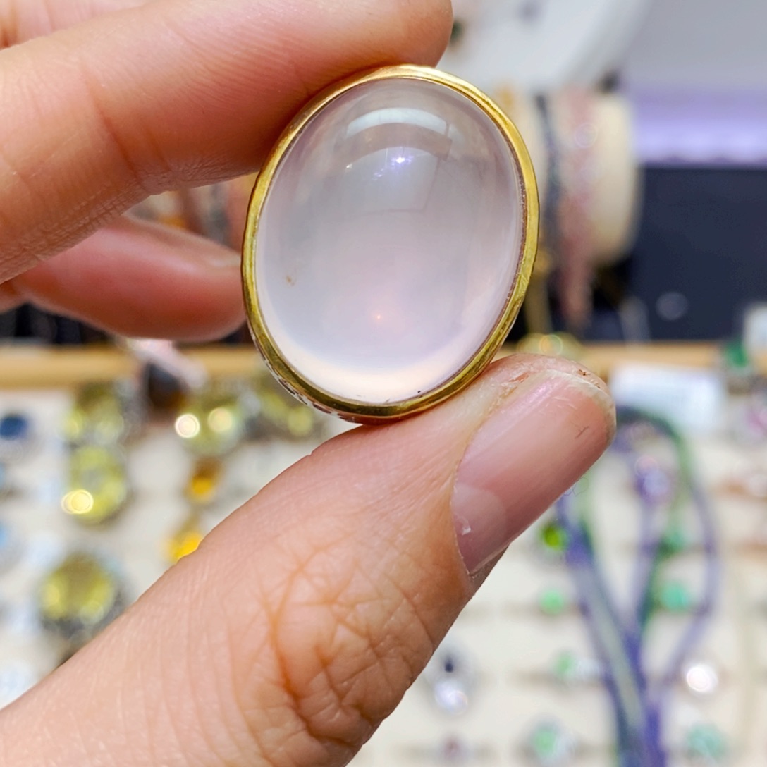 水晶戒指银S925镶嵌爱***瘩戒指