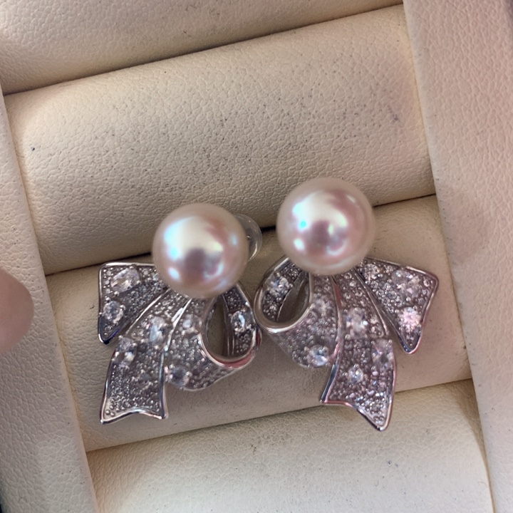 银S925镶嵌耳饰海水珍珠