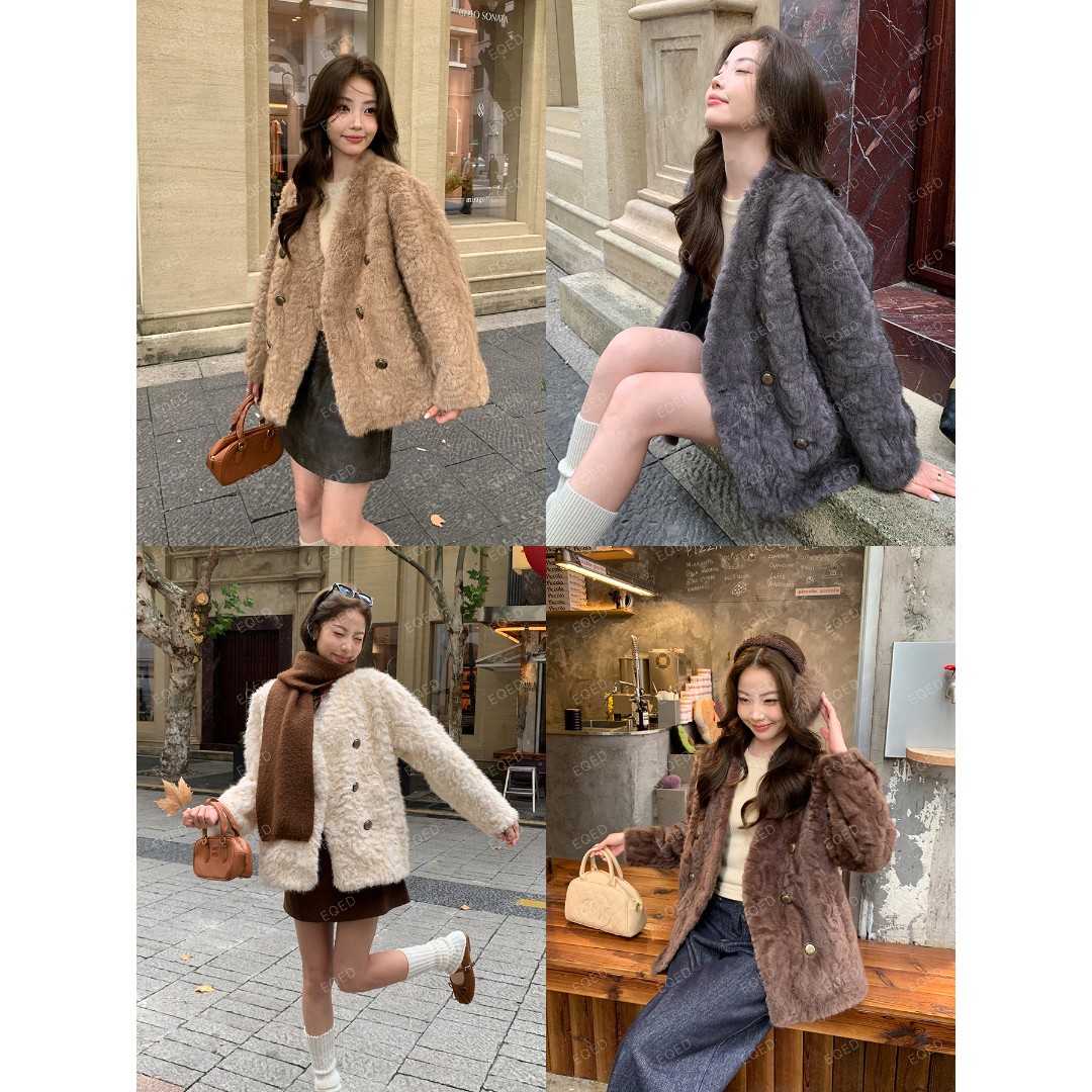 2025新款仿花狐貂铜扣氛围感独家定染环保皮毛一体外套加厚百搭女