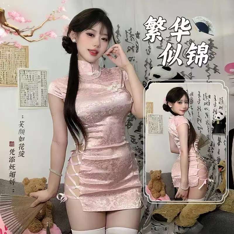 2025新款套装睡衣复古民国旗袍性感热辣激情制服情侣私房睡裙