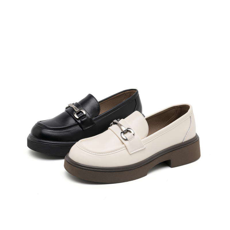 小皮鞋防滑软金属扣英伦风乐福鞋百搭一脚蹬单鞋G54(贾）