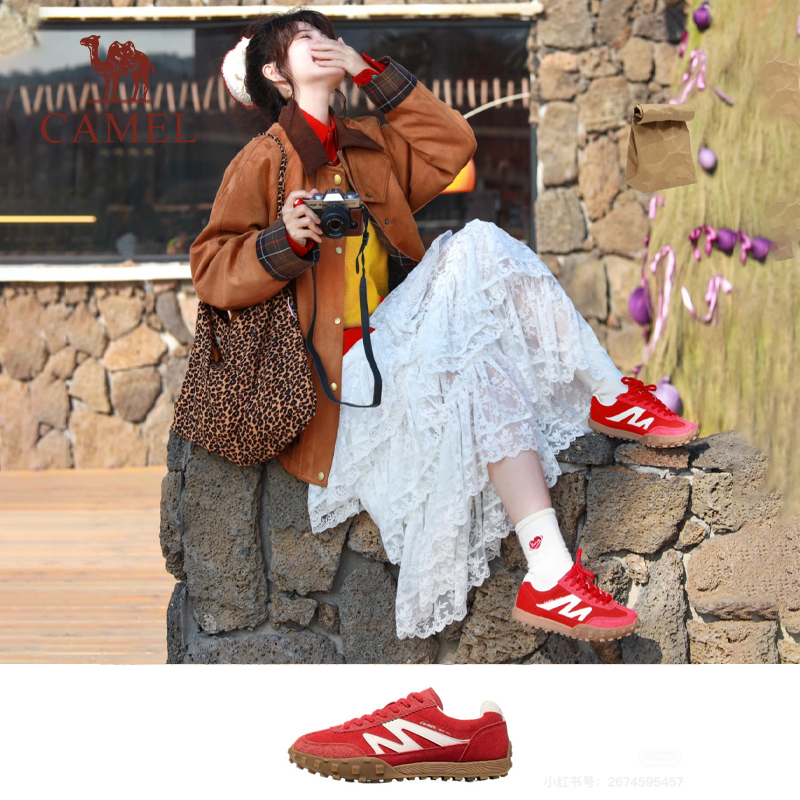 骆驼鞋子山海德训鞋户外登山鞋爬山男女鞋休闲情侣迪丽热巴应援色