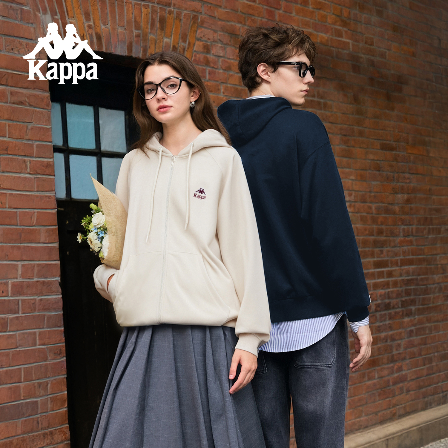 KAPPA/背靠背卫衣春秋套头拉链耐磨常规加绒连帽时尚开衫户外