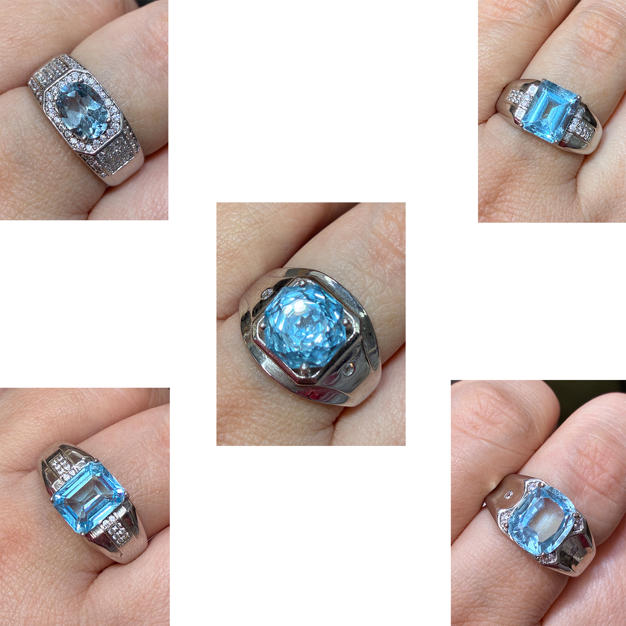 银s925镶嵌天然托帕石男戒