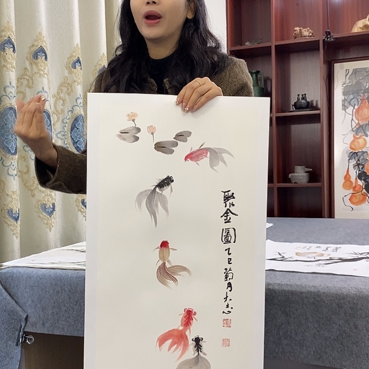 国画纯手绘国画写意作品34*68