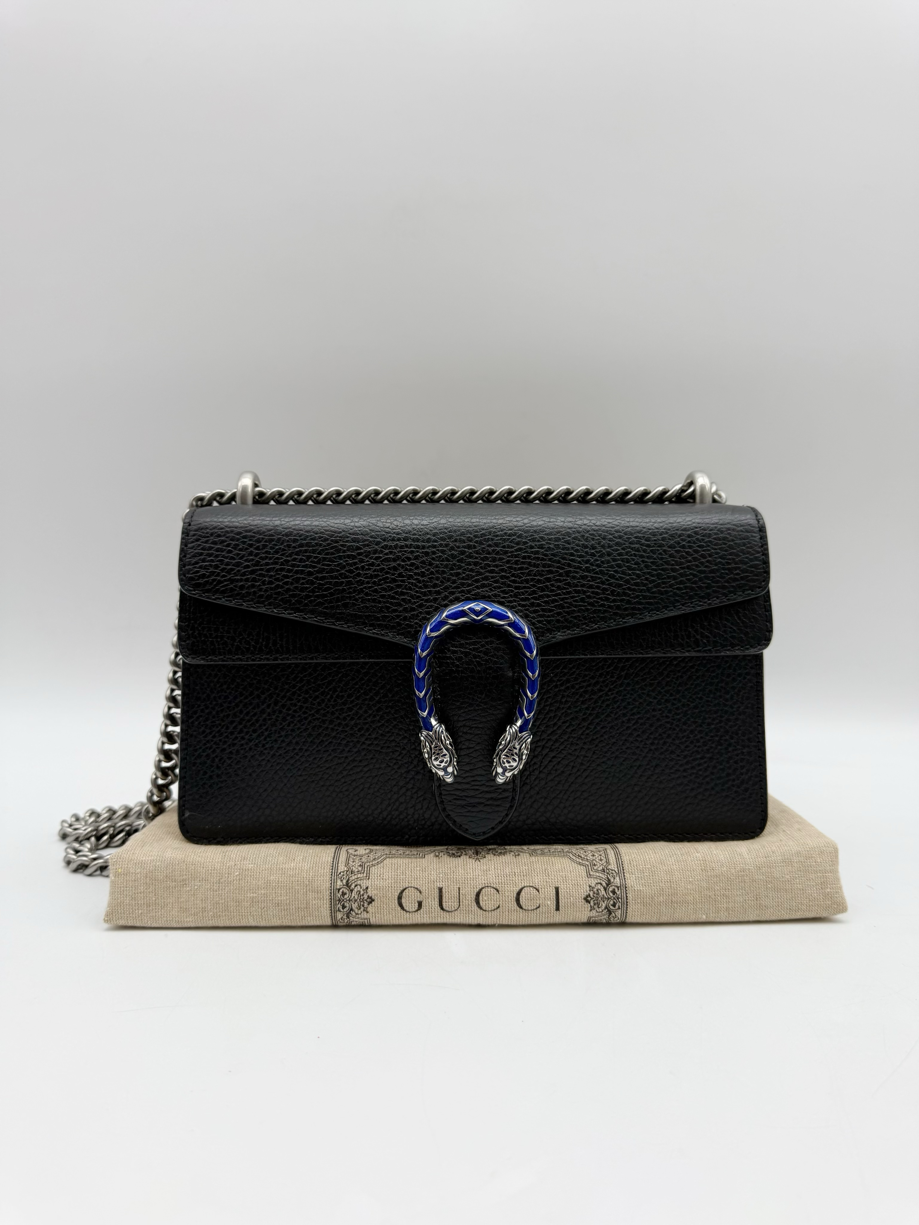 95新 GUCCI/古驰 Dionysus新款黑色 全皮中号酒神包70189