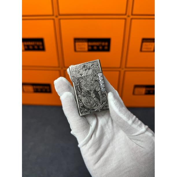 古银貔貅精雕精刻斜火烟斗打火机高档时尚个性侧滑朗声打火机Q