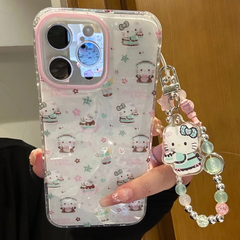 可爱薄荷绿布丁kitty猫适用iPhone16promax少女心15pro手机壳1413