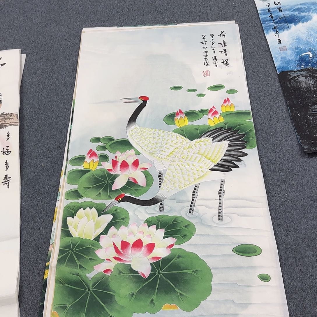 国画尺寸50X100手绘作品 