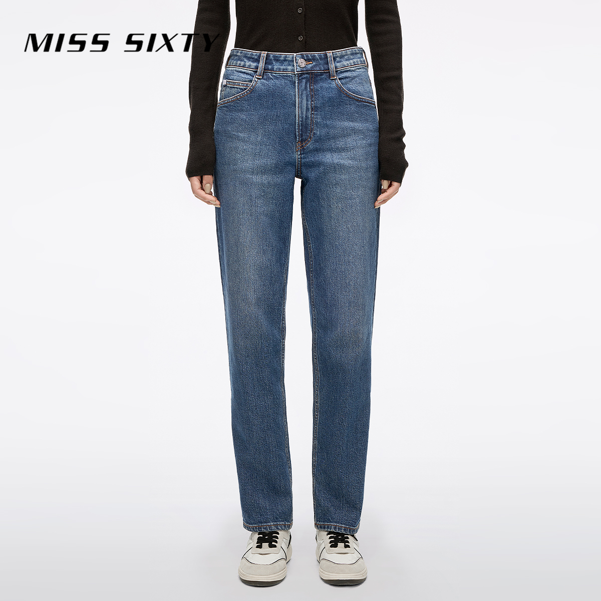 Miss Sixty2025秋季新款牛仔裤女九分萝卜裤棉质遮肉休闲百搭通勤
