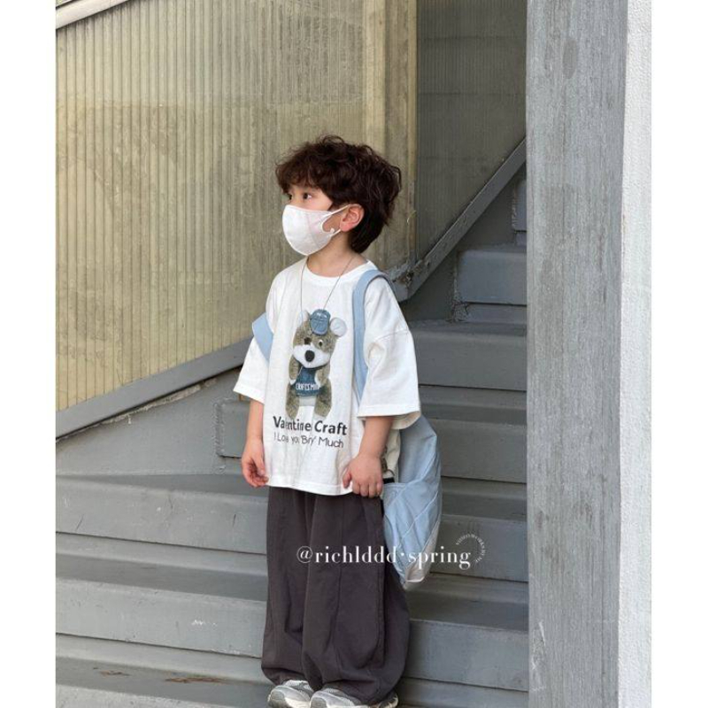 【特价不退换】：顽皮小熊 春夏韩系重磅双纱擦毛廓形T恤0892