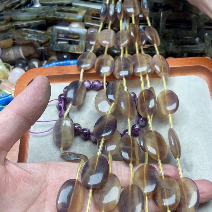 玛瑙/玉髓合金珠宝半成品一条17x24mm萤石蛋形