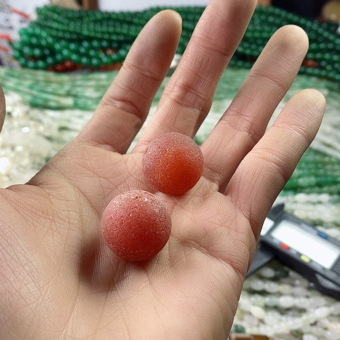 玛瑙/玉髓珠宝半成品合金三个2.0mm老干南玛瑙圆珠