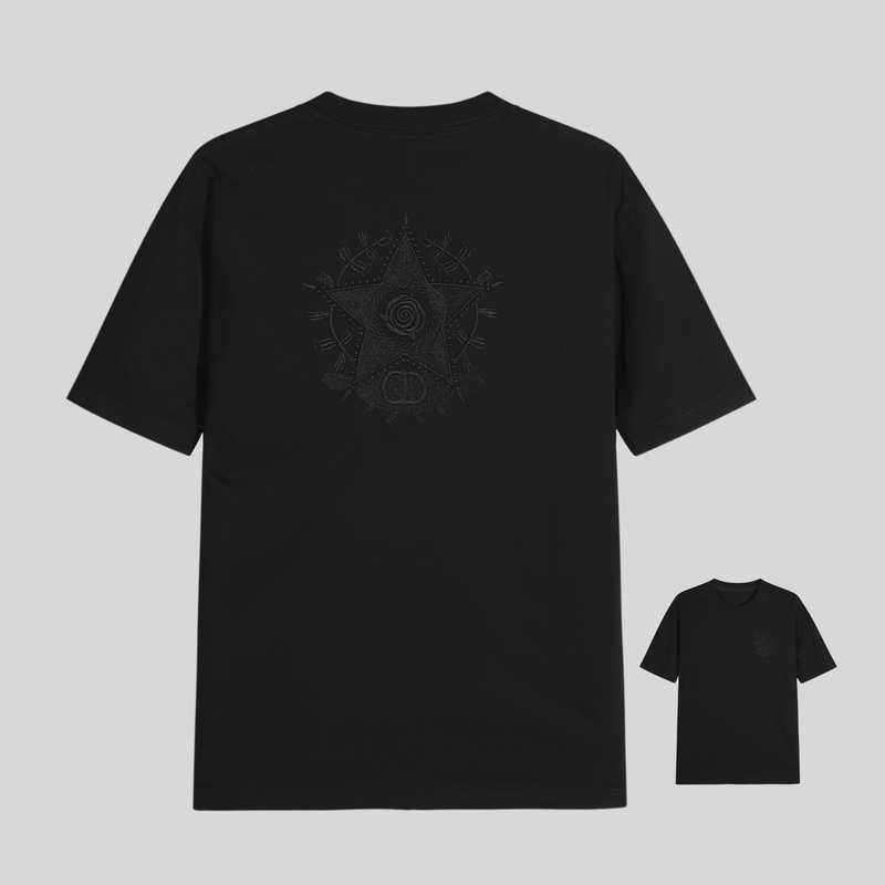 T212夏季重工艺精品万针五角星刺绣花潮流潮牌时尚短袖轻奢T恤男