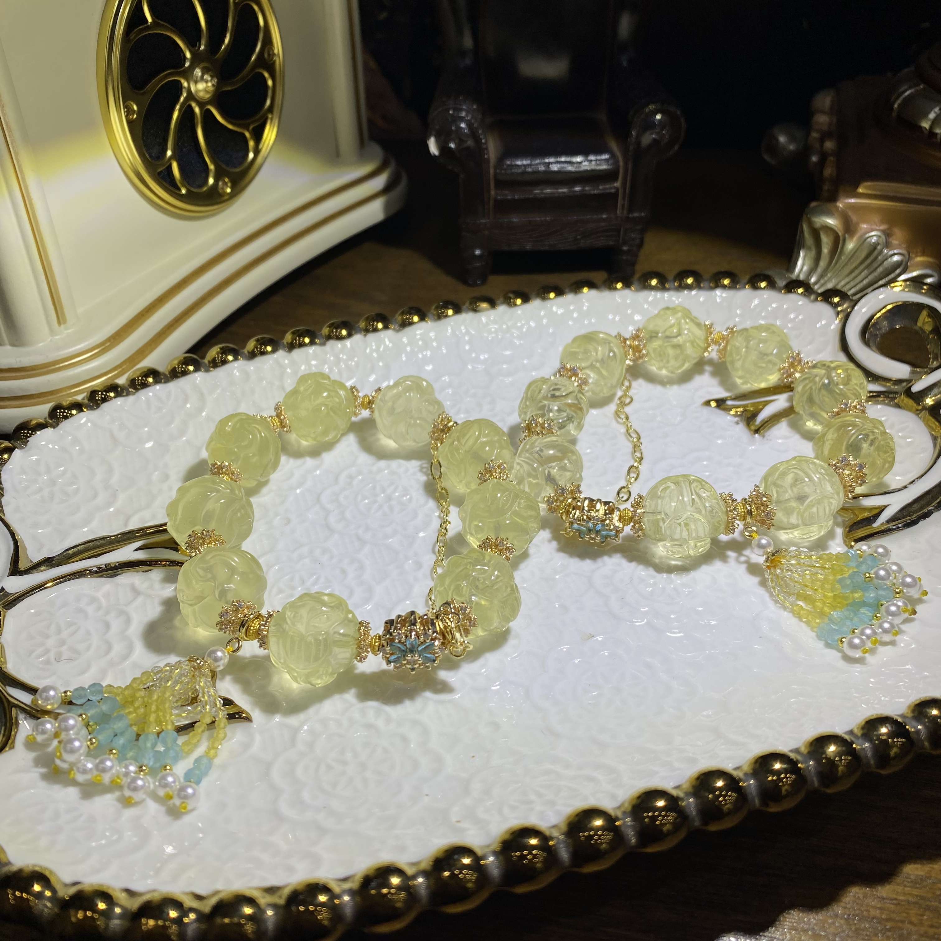 C777-天然高品质黄水晶狐球雕刻手链-多样性发其一