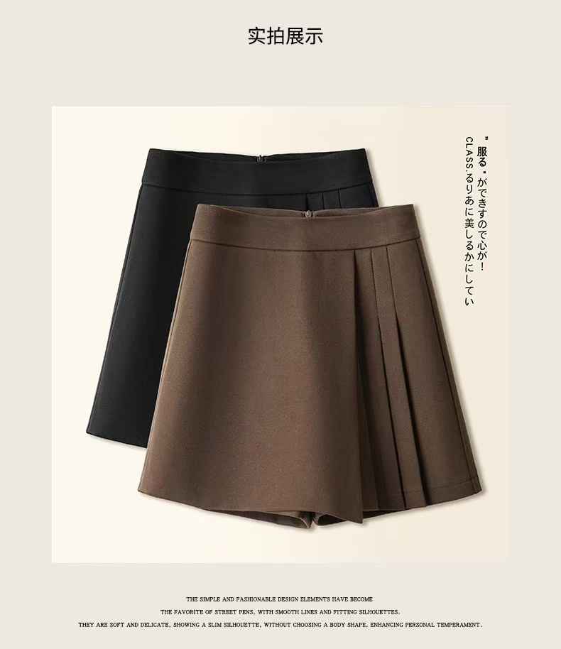 胖mm2025冬季毛呢高腰遮胯休闲半身裙学院百搭时尚显瘦裙裤