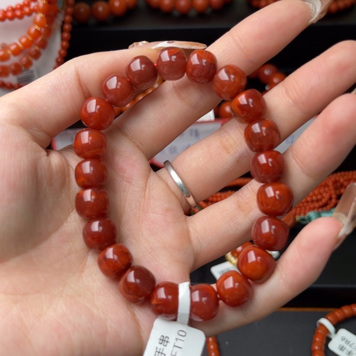 南红玛瑙未镶嵌南红玛瑙瓦西双色老型手串10mm