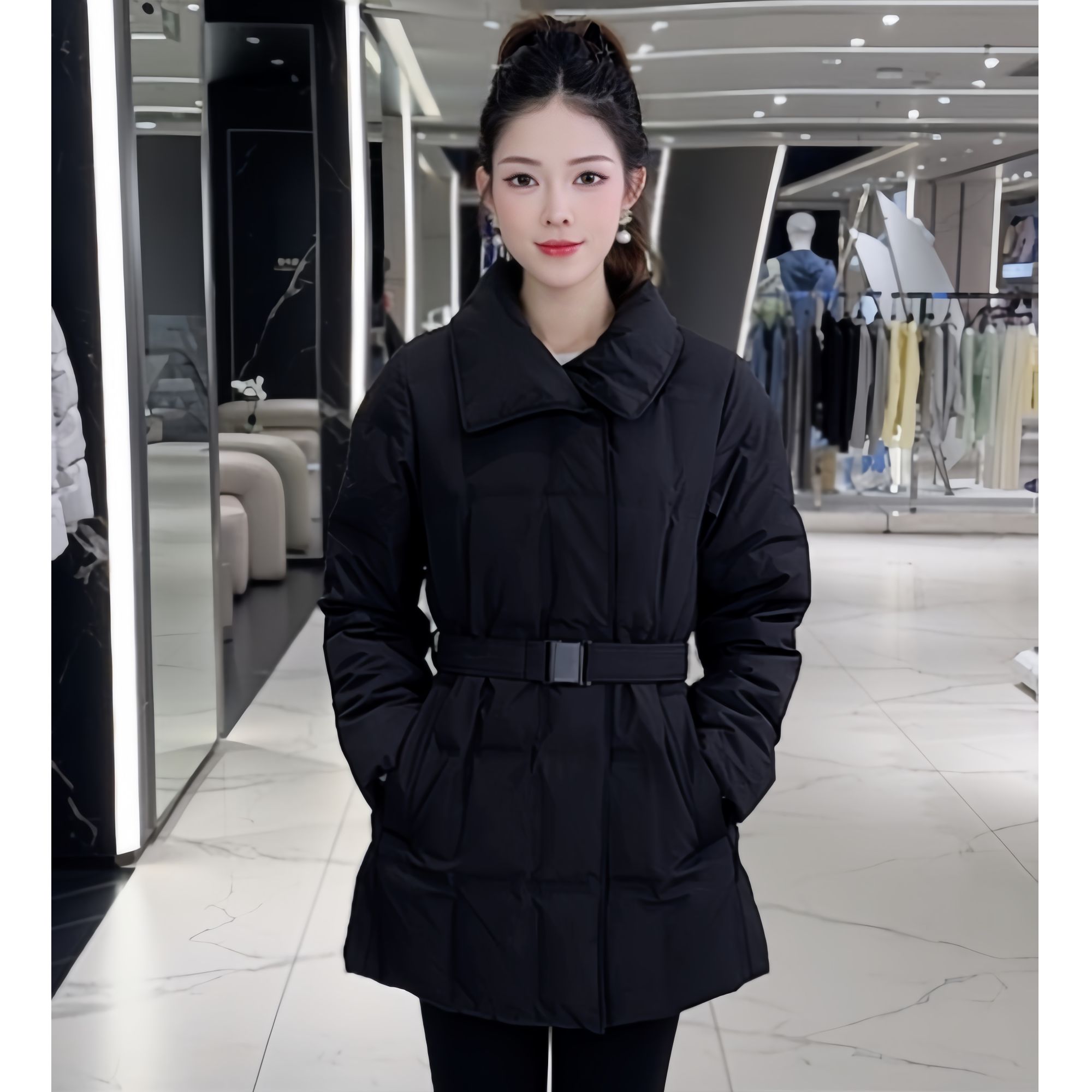 【波司登】25新款女经典商务鹅绒品质直充翻领法式修身时尚羽绒服