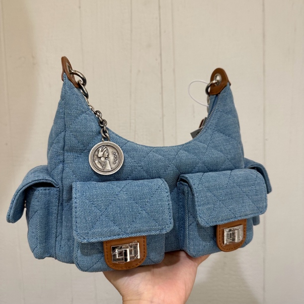 【丹宁新生】牛仔机车包洋气时尚休闲百搭小众单肩菱格肩包