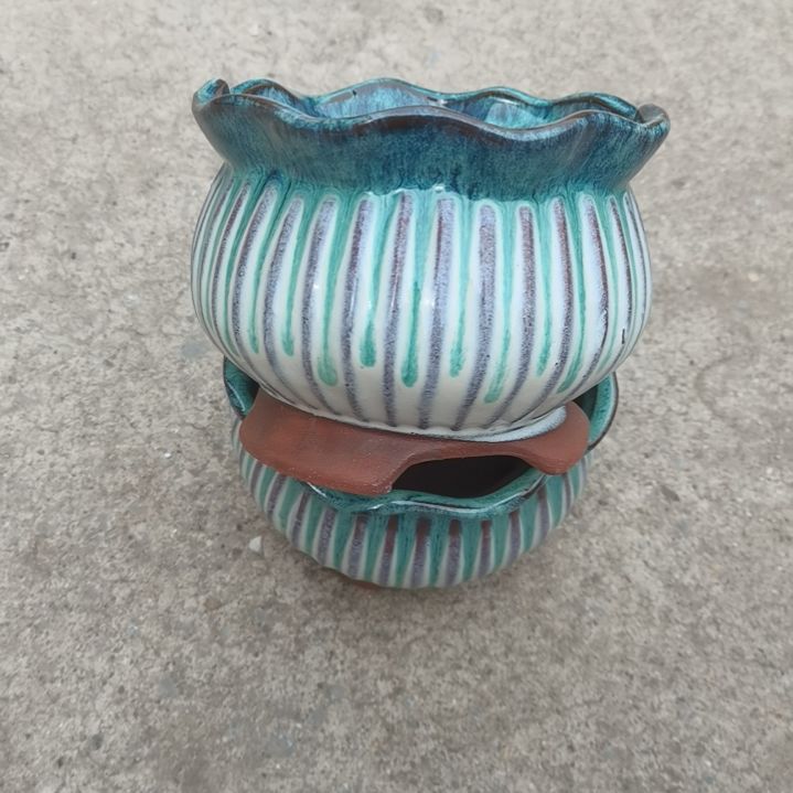 红陶13/11微瑕两个盆子