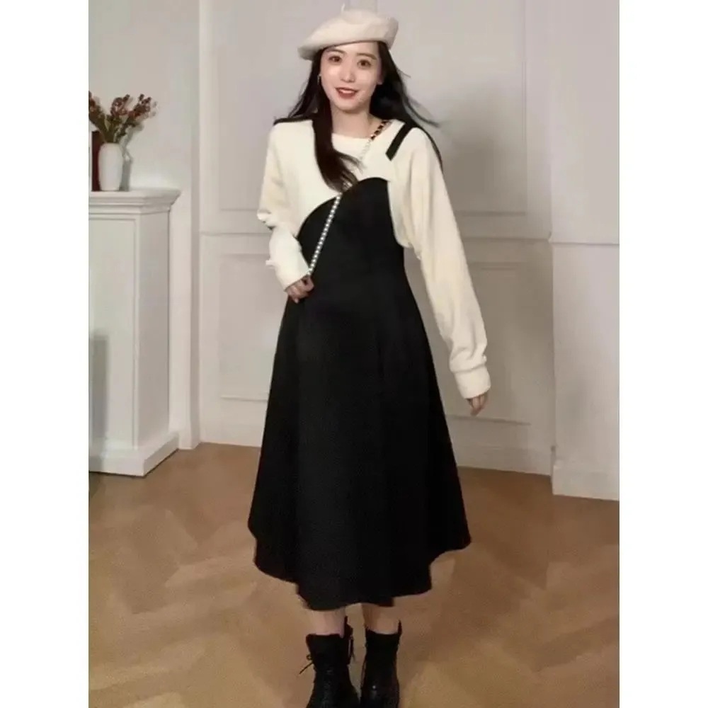 大码2025胖MM连衣裙裙子显瘦遮肉套装两件套春季吊带新款减龄女装