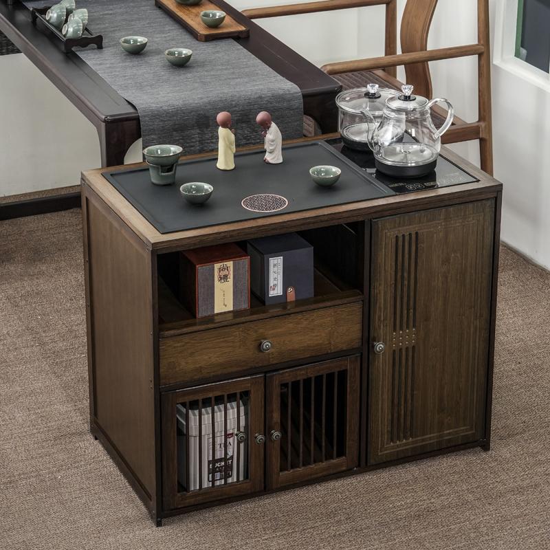 移动小茶桌家用茶台实木办公室全自动烧水壶一体茶水柜带轮一体机