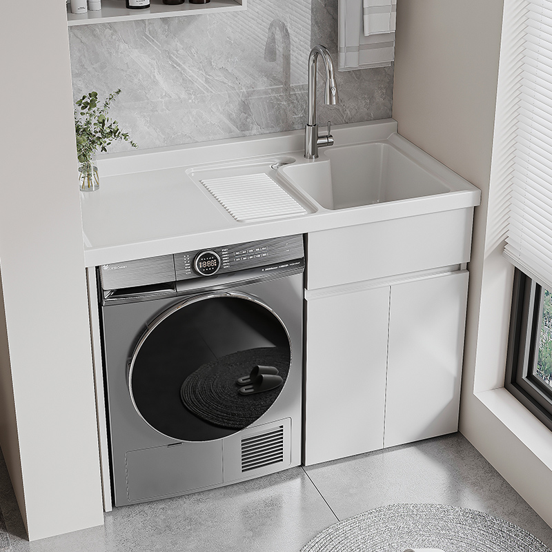 蜂窝铝洗衣柜阳台一体台盆洗衣机柜组合整体柜浴室柜台盆切角定制