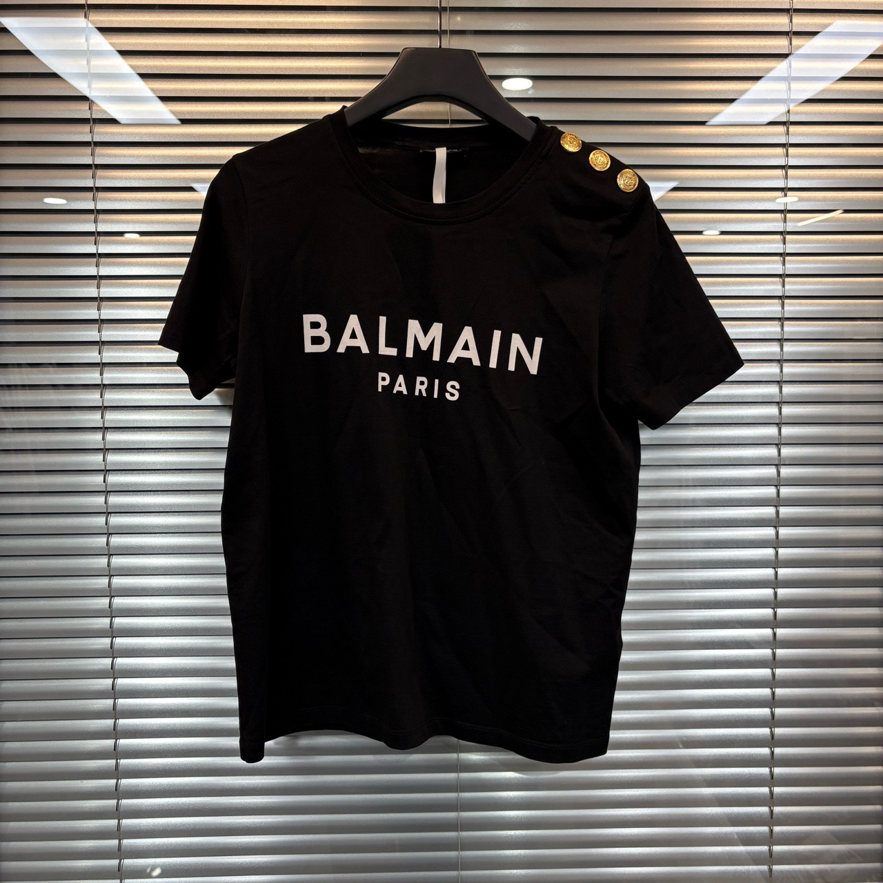 99新 BALMAIN/巴尔曼 （原）Logo字母印花短袖 黑色/尺码L/98新/