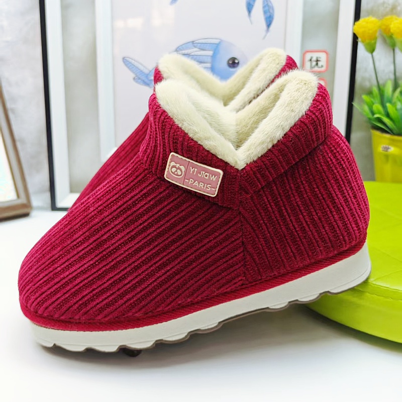 条纹毛口棉鞋手工成品烤火底成品保暖鞋面帮情侣款防寒居家棉拖鞋