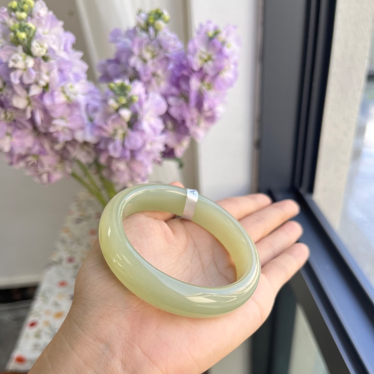 【新店开业】青海浅晴水色优雅气质平安镯玉石玉镯玉宽13M手镯绿色