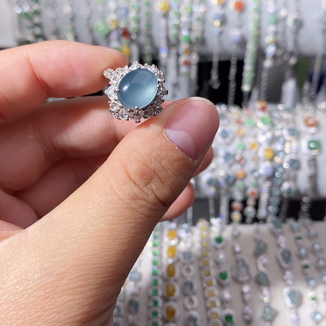 翡翠银S925镶嵌戒指