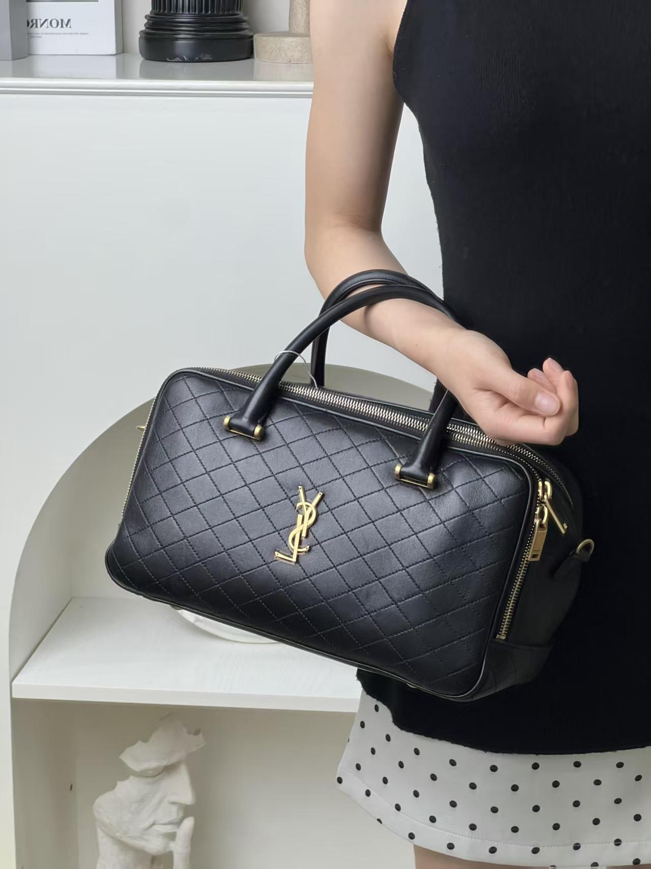 95新 YSL/圣罗兰 ysl保龄球黑金斜挎包/甄选