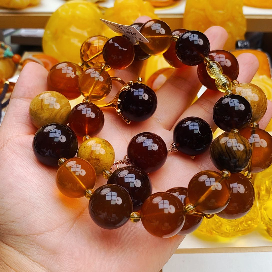 蜜蜡颈饰未镶嵌天然保真假一赔十