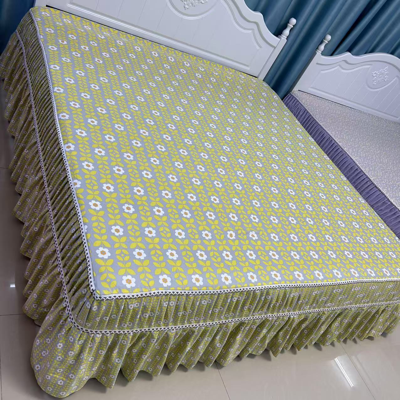 高端精品床罩（向阳花开）防滑加厚床单床裙碎花