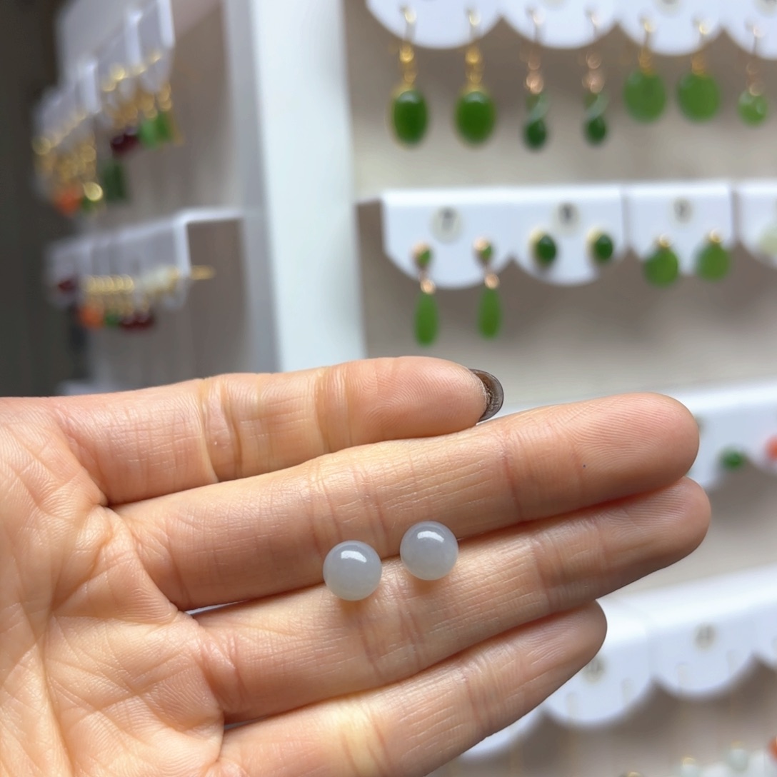 和田玉耳饰银S925镶嵌2