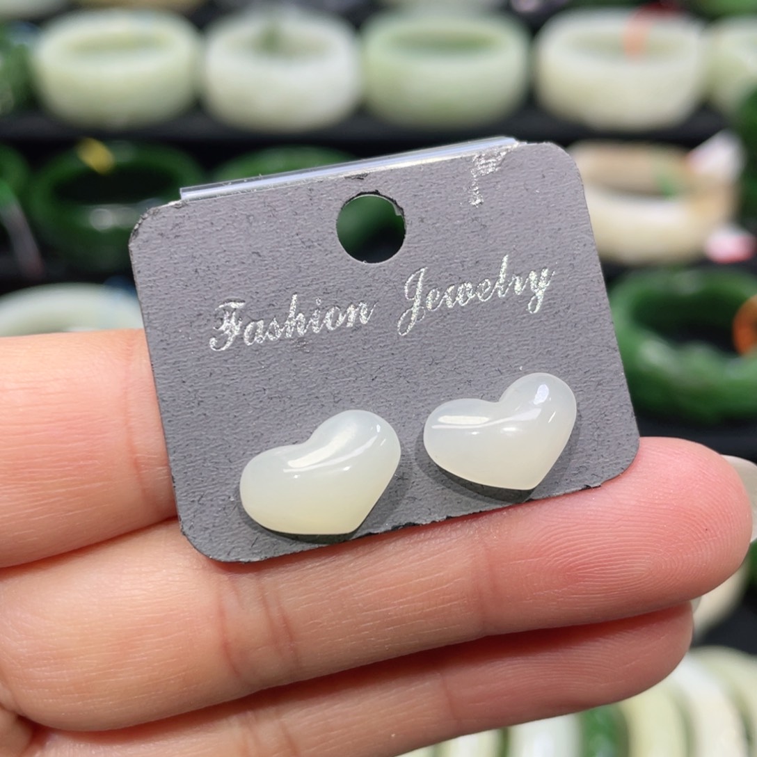 银S925镶嵌和田玉耳饰