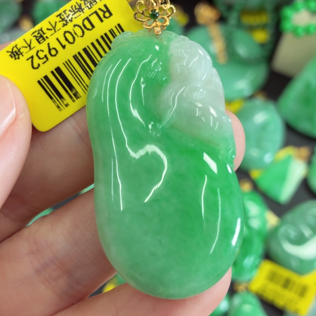 翡翠18K金镶嵌吊坠(不含链)