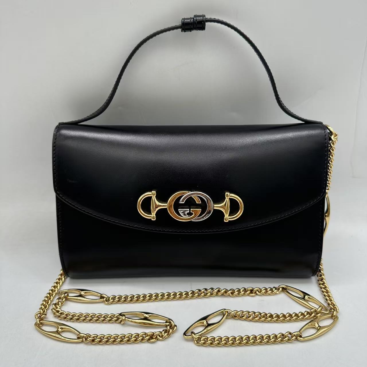 95新 GUCCI/古驰 古驰黑色链条包，纯皮，95新，可斜挎，可手拎。
