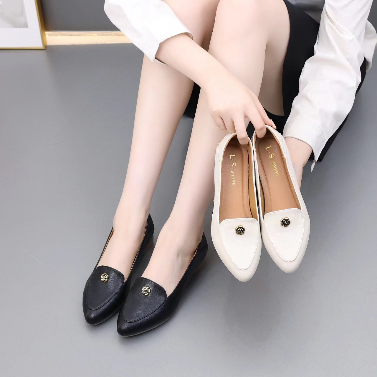 jinnuo/锦诺春季2025新款浅口真皮鞋女软底方跟软皮时尚单鞋女