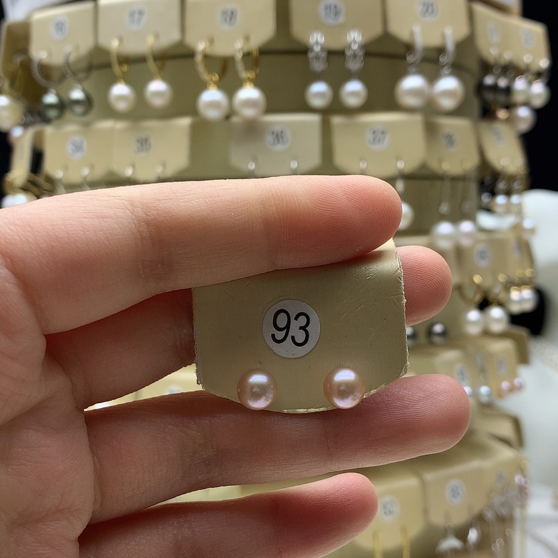 淡水珍珠耳饰银S925镶嵌7