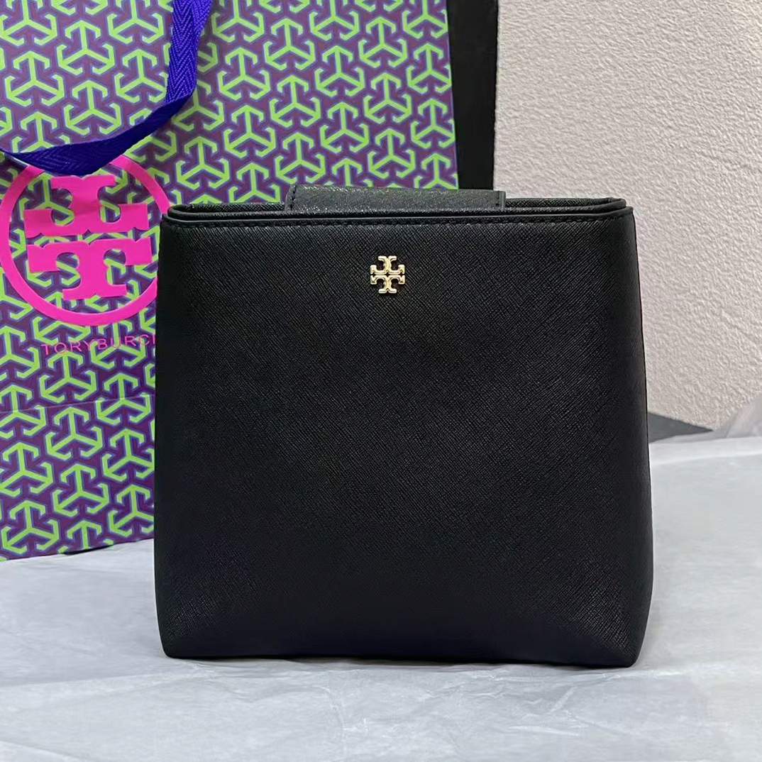 99新 TORY BURCH/汤丽柏琦 未使用黑金小号水桶包 921 6796